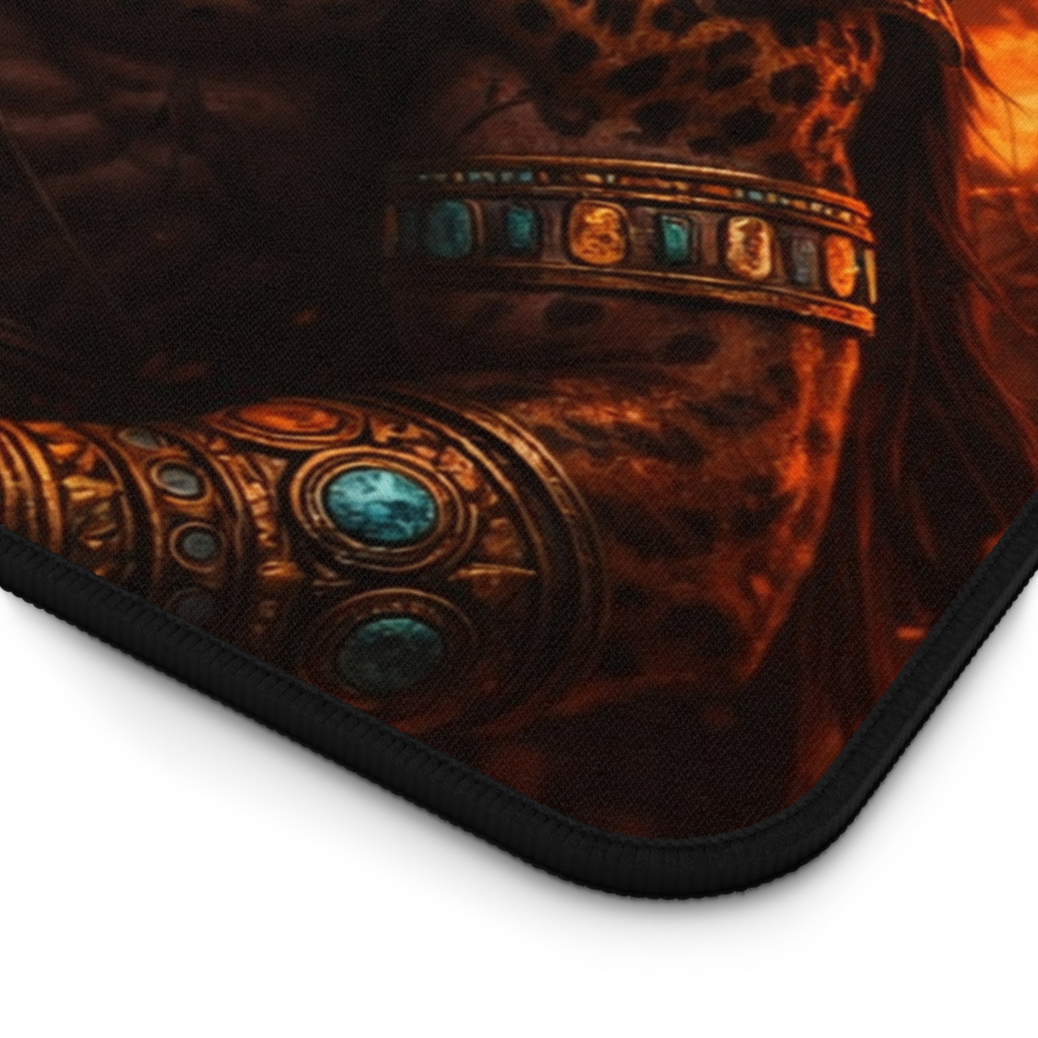 Jaguar Warrior Pyramid Desk Mat — Neoprene Gaming & Work Mouse Pad