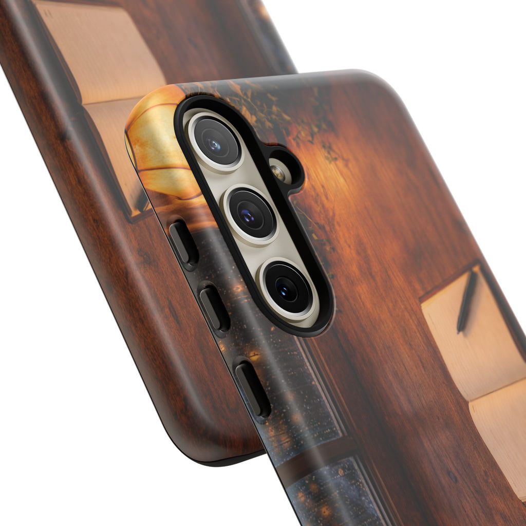 Cozy Writer’s Desk Phone Case — Cozy Notebook & Coffee Woodgrain Design