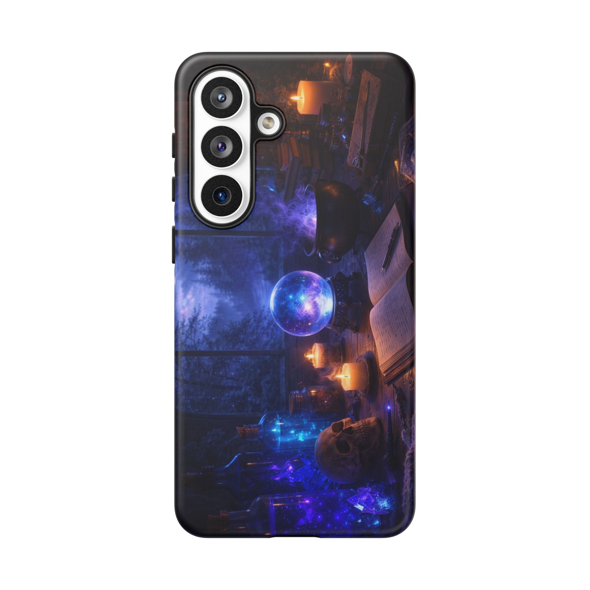 Arcane Alchemist Crystal Ball Phone Case — Midnight Candlelit Study Design