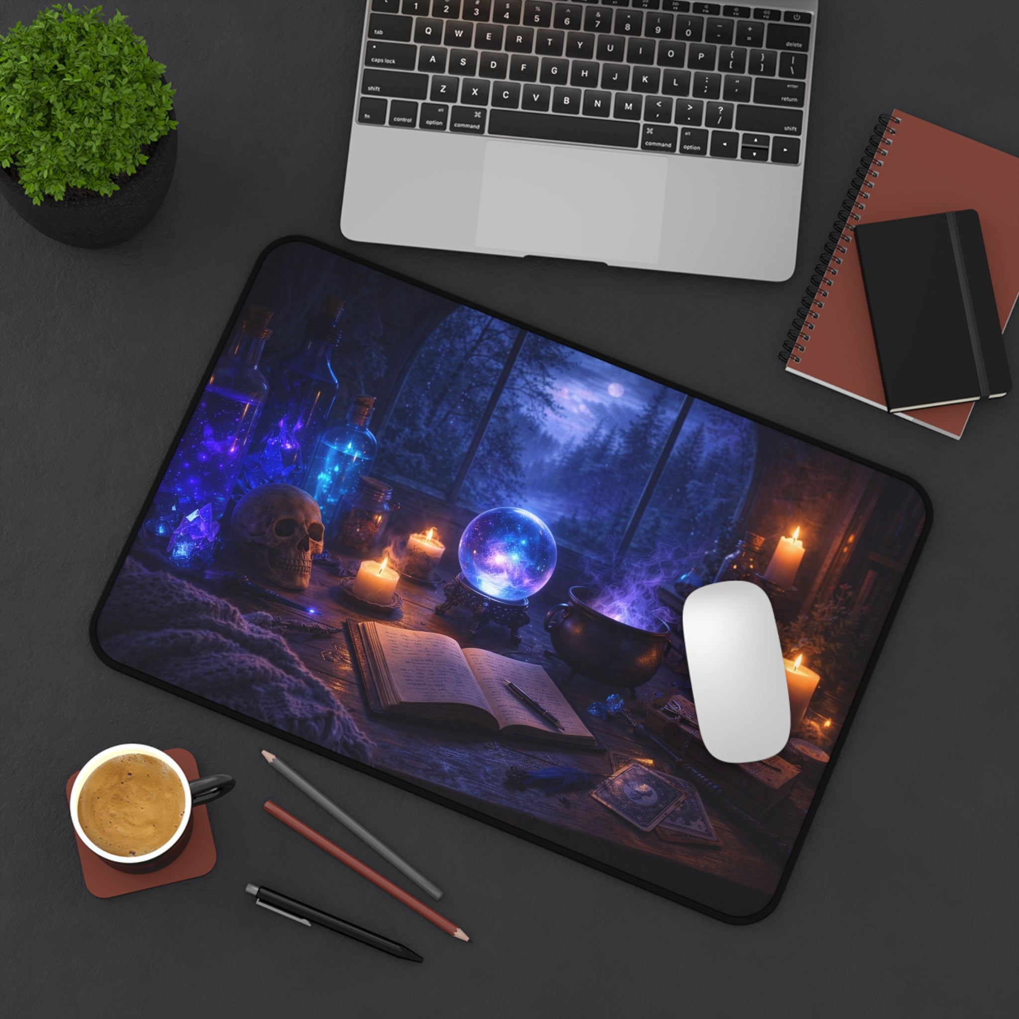 Arcane Alchemist Desk Mat – Mystic Crystal Ball Night Study
