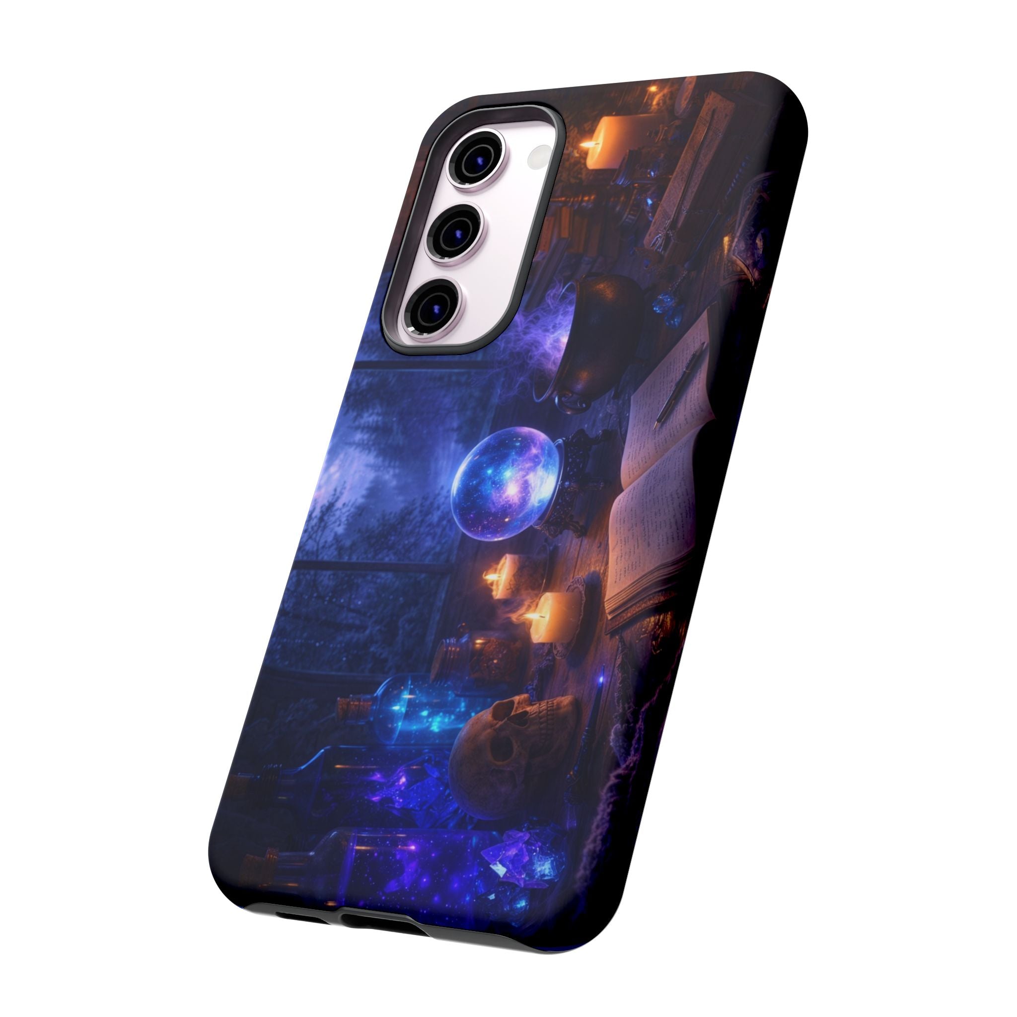 Arcane Alchemist Crystal Ball Phone Case — Midnight Candlelit Study Design