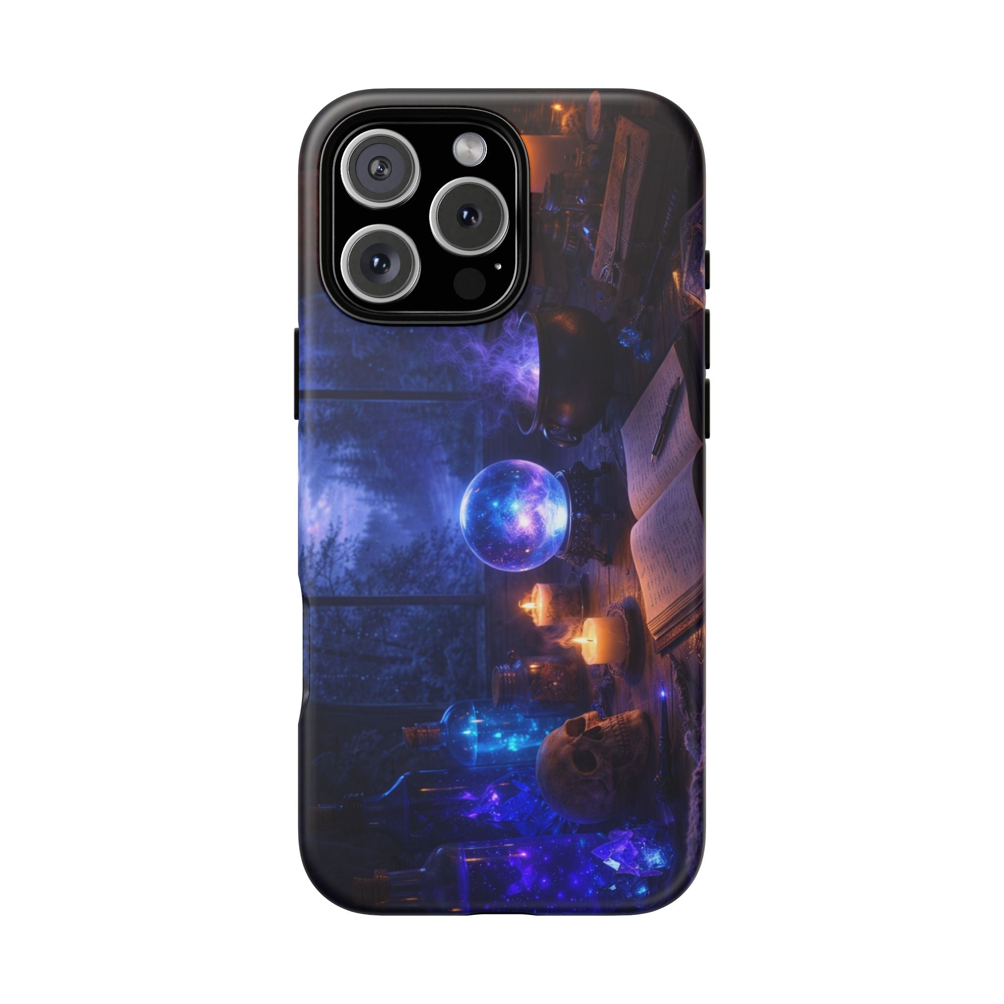 Arcane Alchemist Crystal Ball Phone Case — Midnight Candlelit Study Design