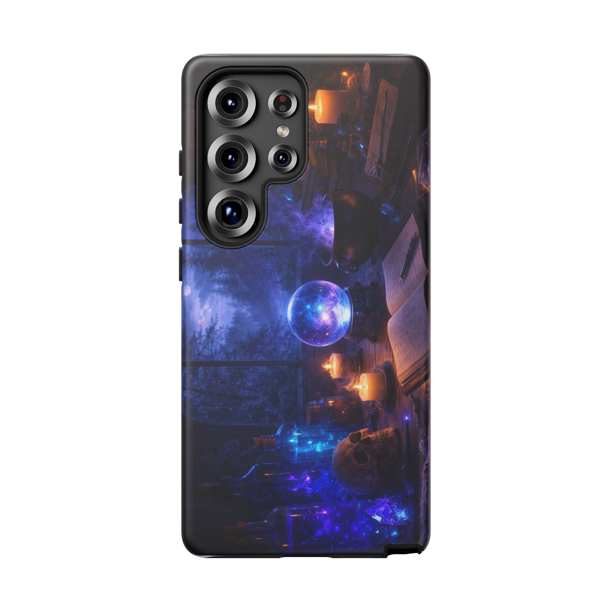 Arcane Alchemist Crystal Ball Phone Case — Midnight Candlelit Study Design