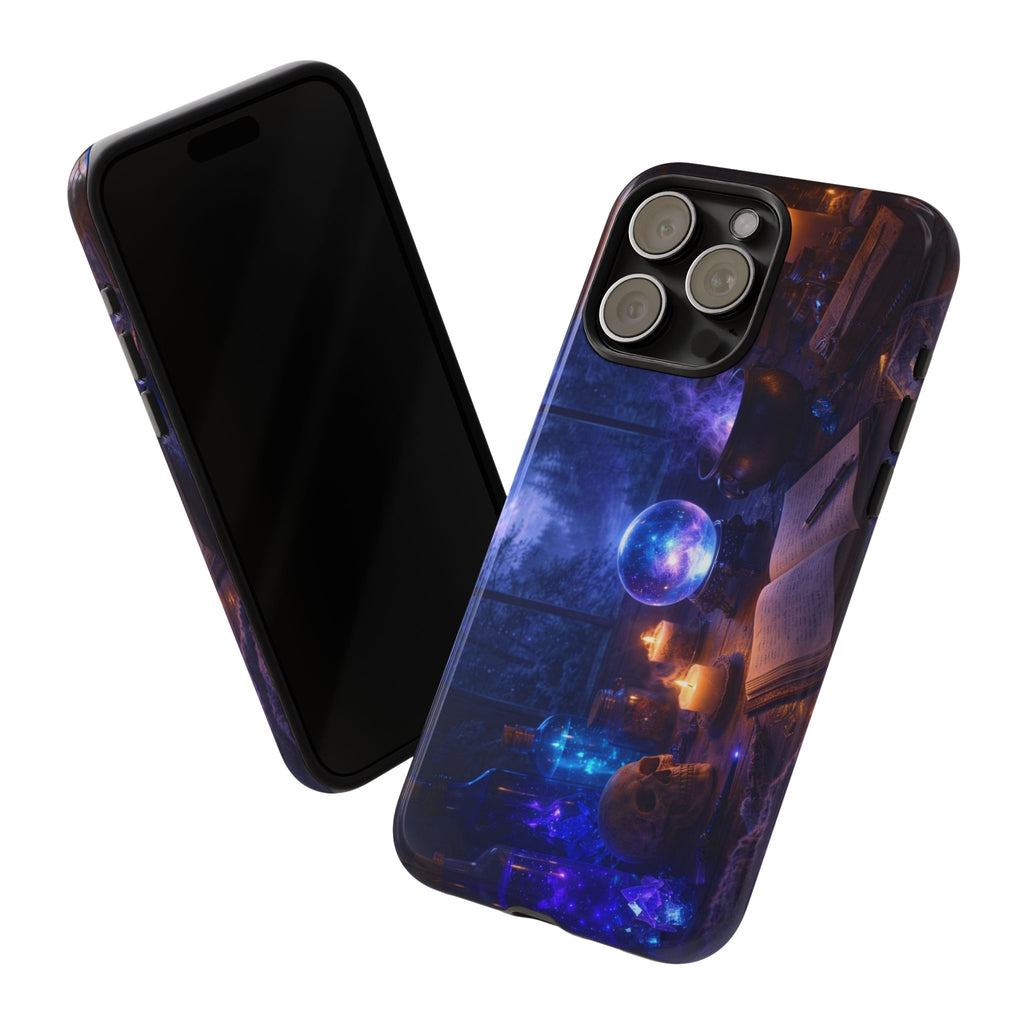 Arcane Alchemist Crystal Ball Phone Case — Midnight Candlelit Study Design