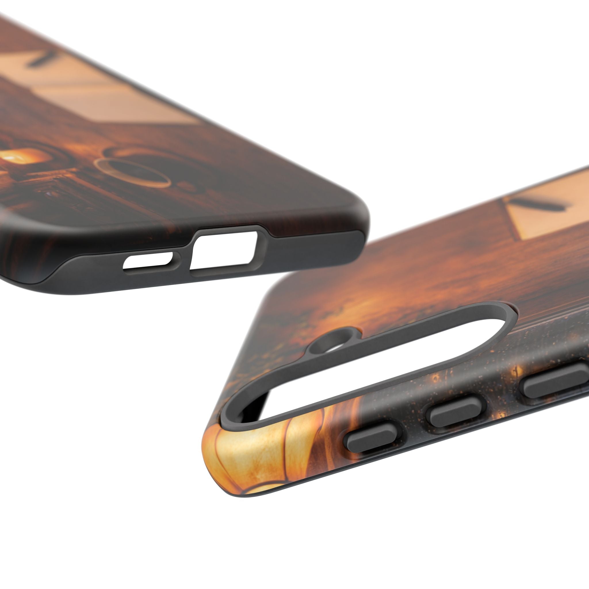 Cozy Writer’s Desk Phone Case — Cozy Notebook & Coffee Woodgrain Design