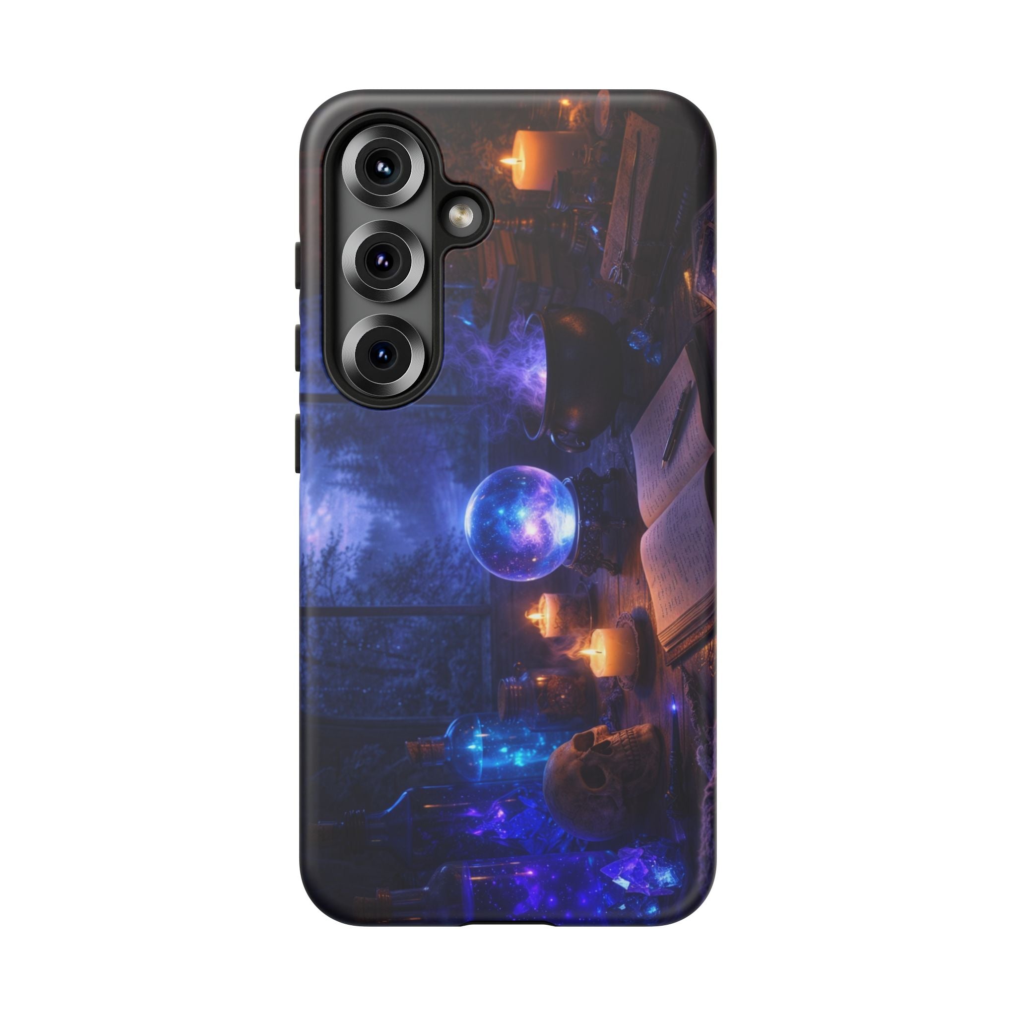 Arcane Alchemist Crystal Ball Phone Case — Midnight Candlelit Study Design