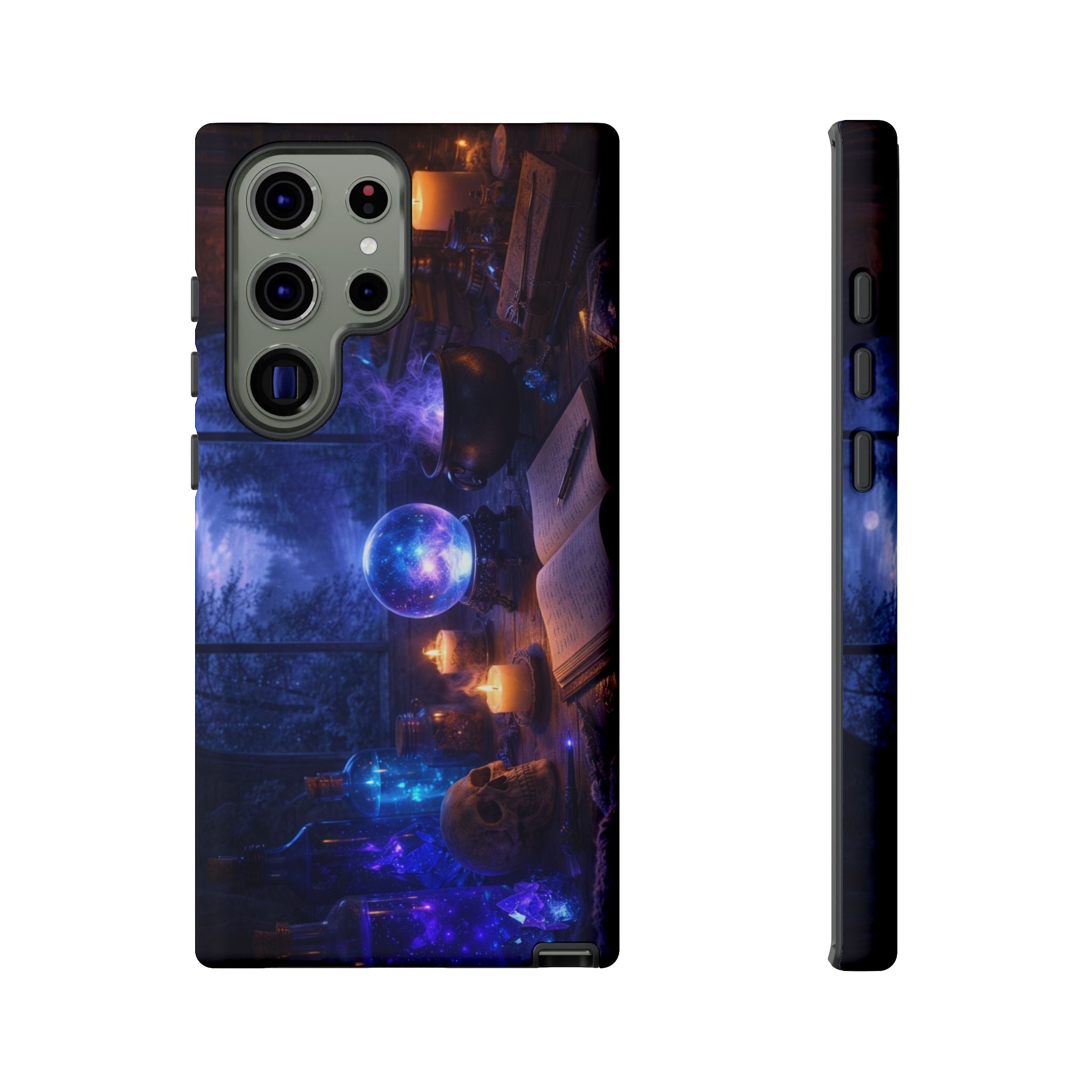 Arcane Alchemist Crystal Ball Phone Case — Midnight Candlelit Study Design