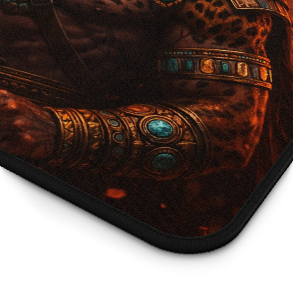 Jaguar Warrior Pyramid Desk Mat — Neoprene Gaming & Work Mouse Pad