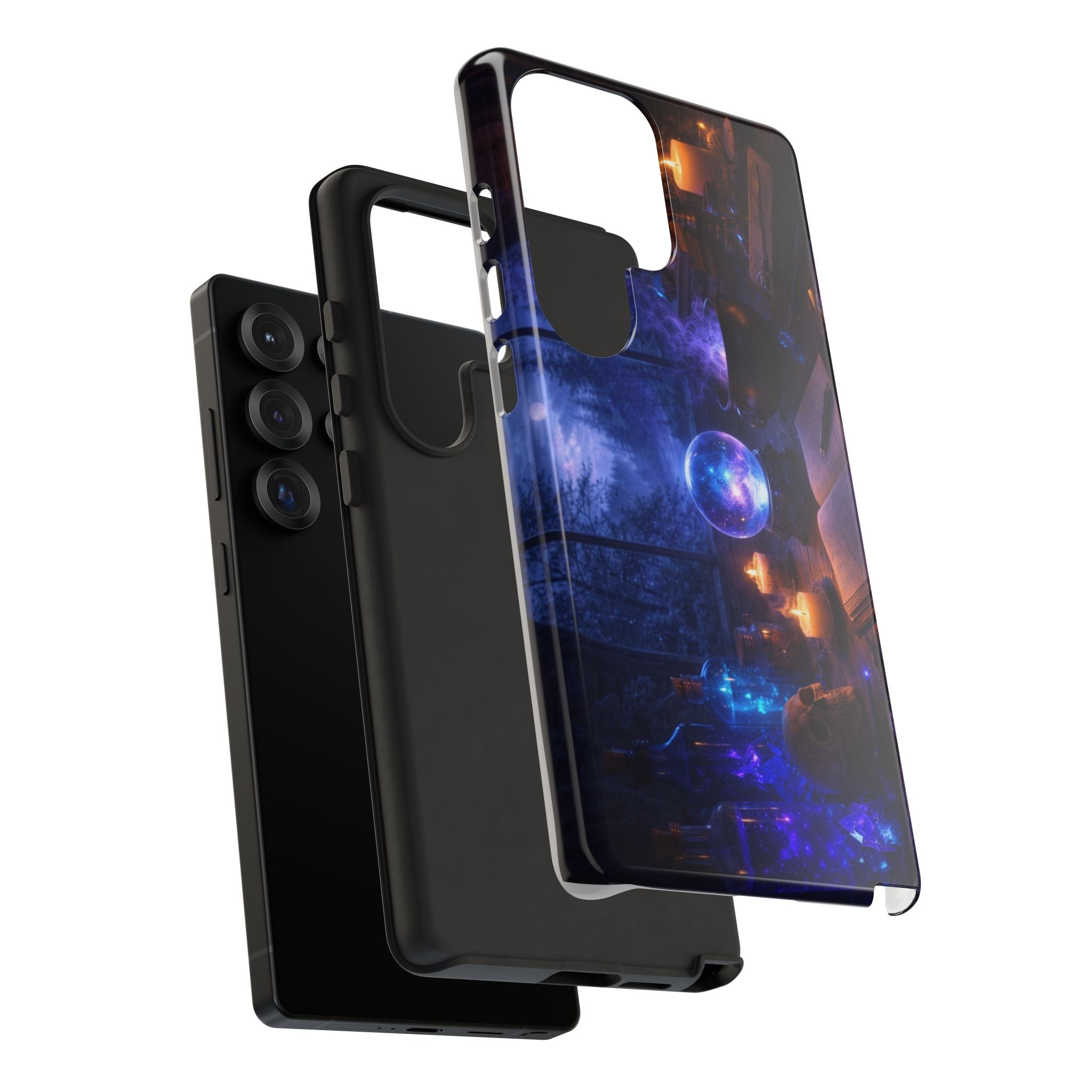 Arcane Alchemist Crystal Ball Phone Case — Midnight Candlelit Study Design