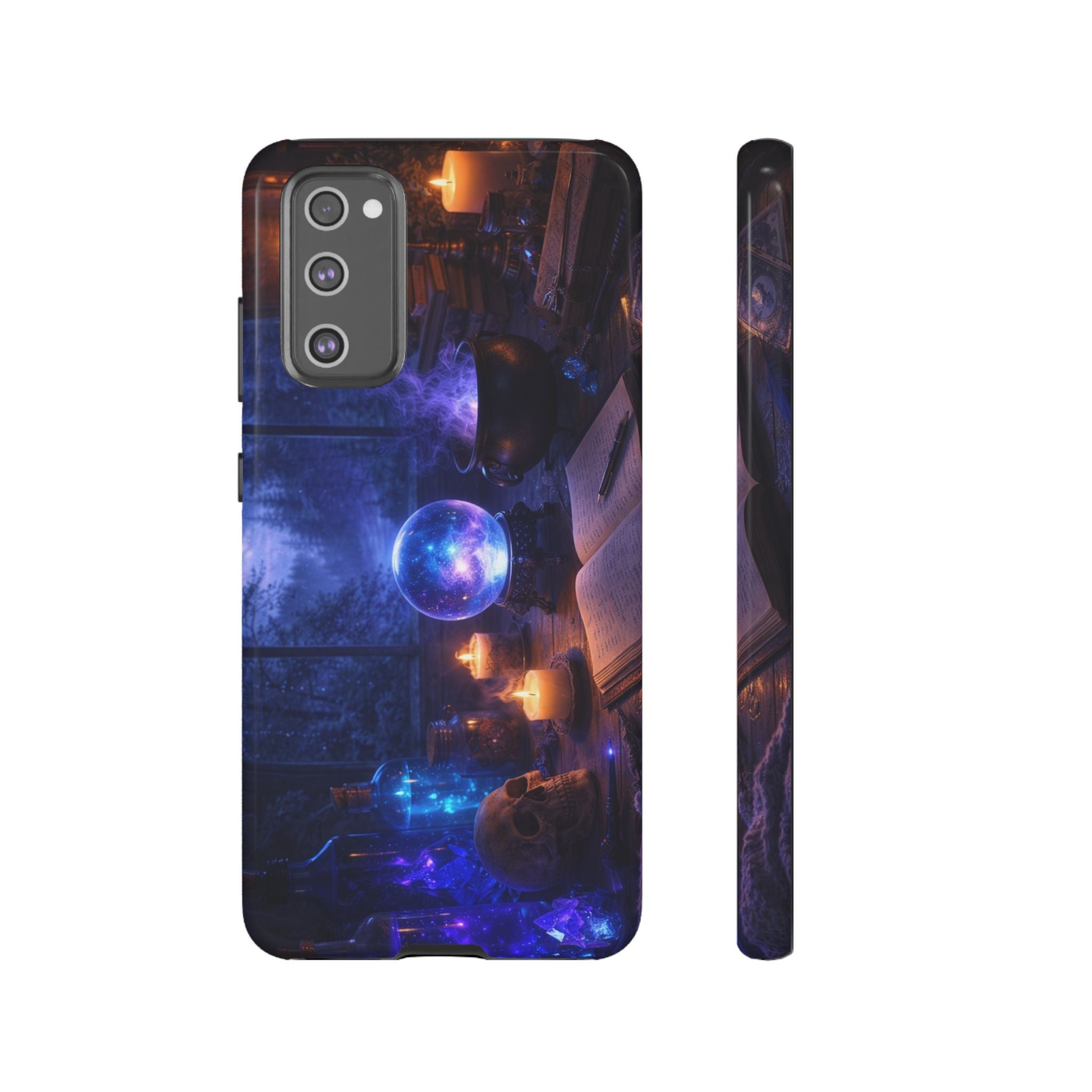 Arcane Alchemist Crystal Ball Phone Case — Midnight Candlelit Study Design