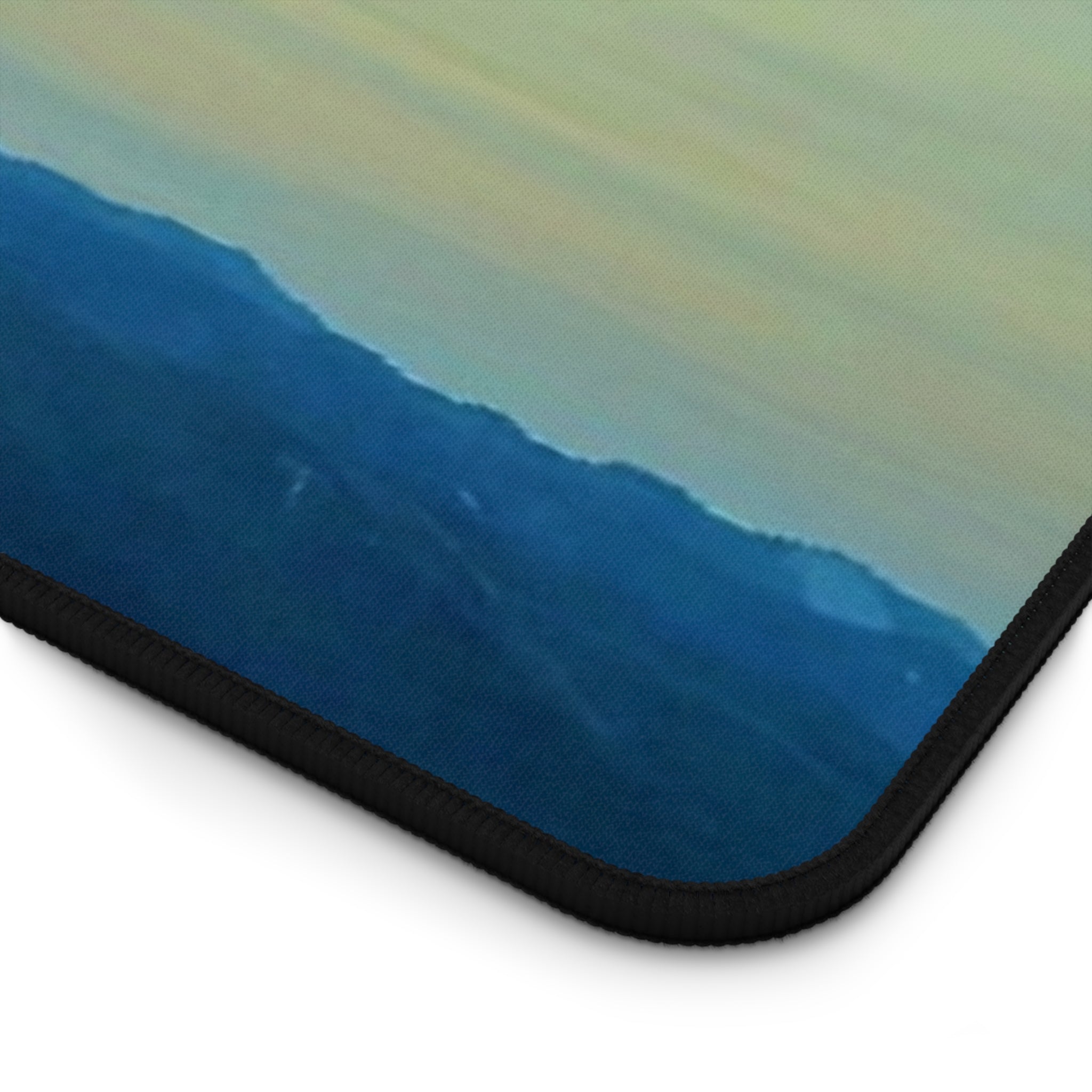 Whiteface Mountain Horizon Desk Mat — Fading Blue Peaks with Orange Sunrise