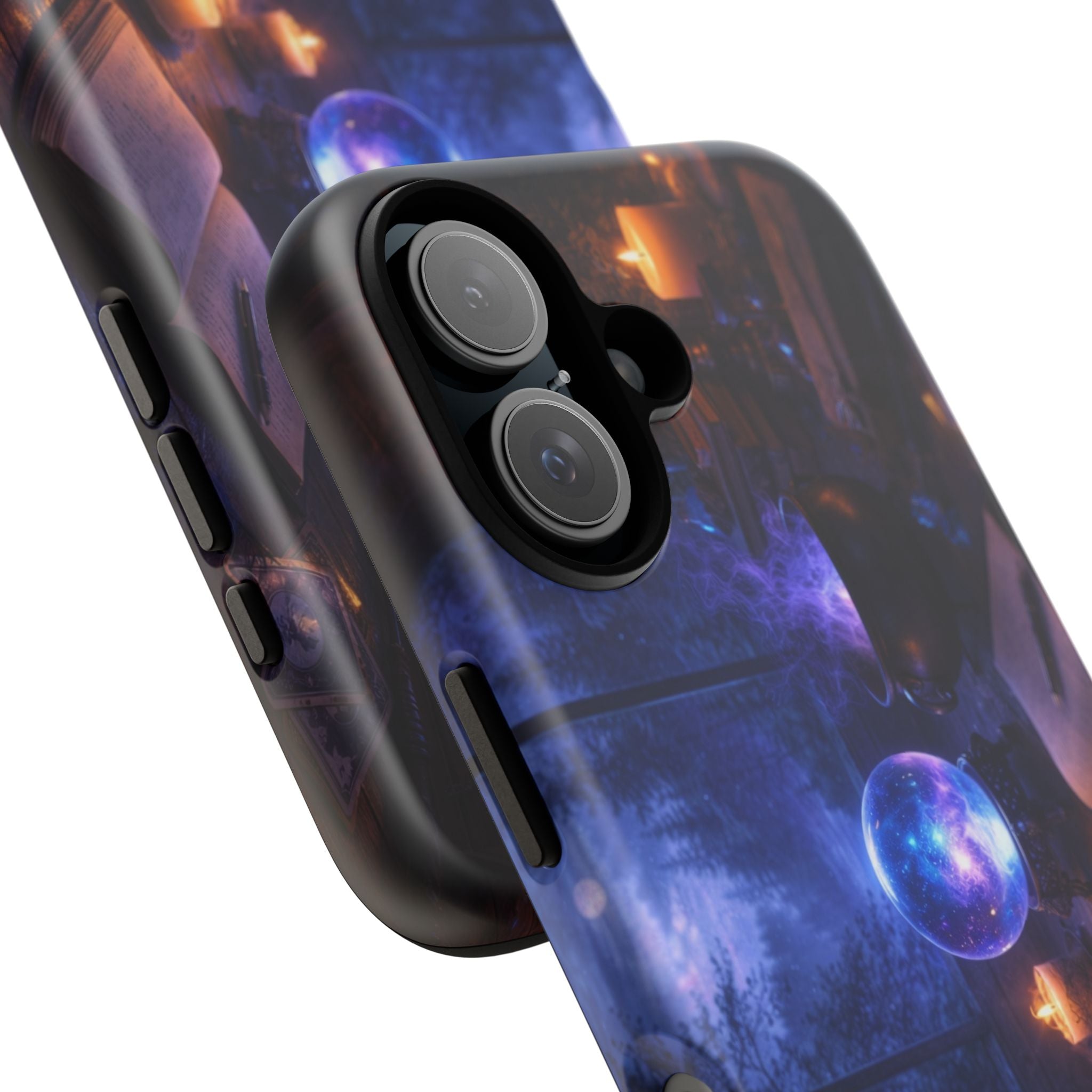 Arcane Alchemist Crystal Ball Phone Case — Midnight Candlelit Study Design