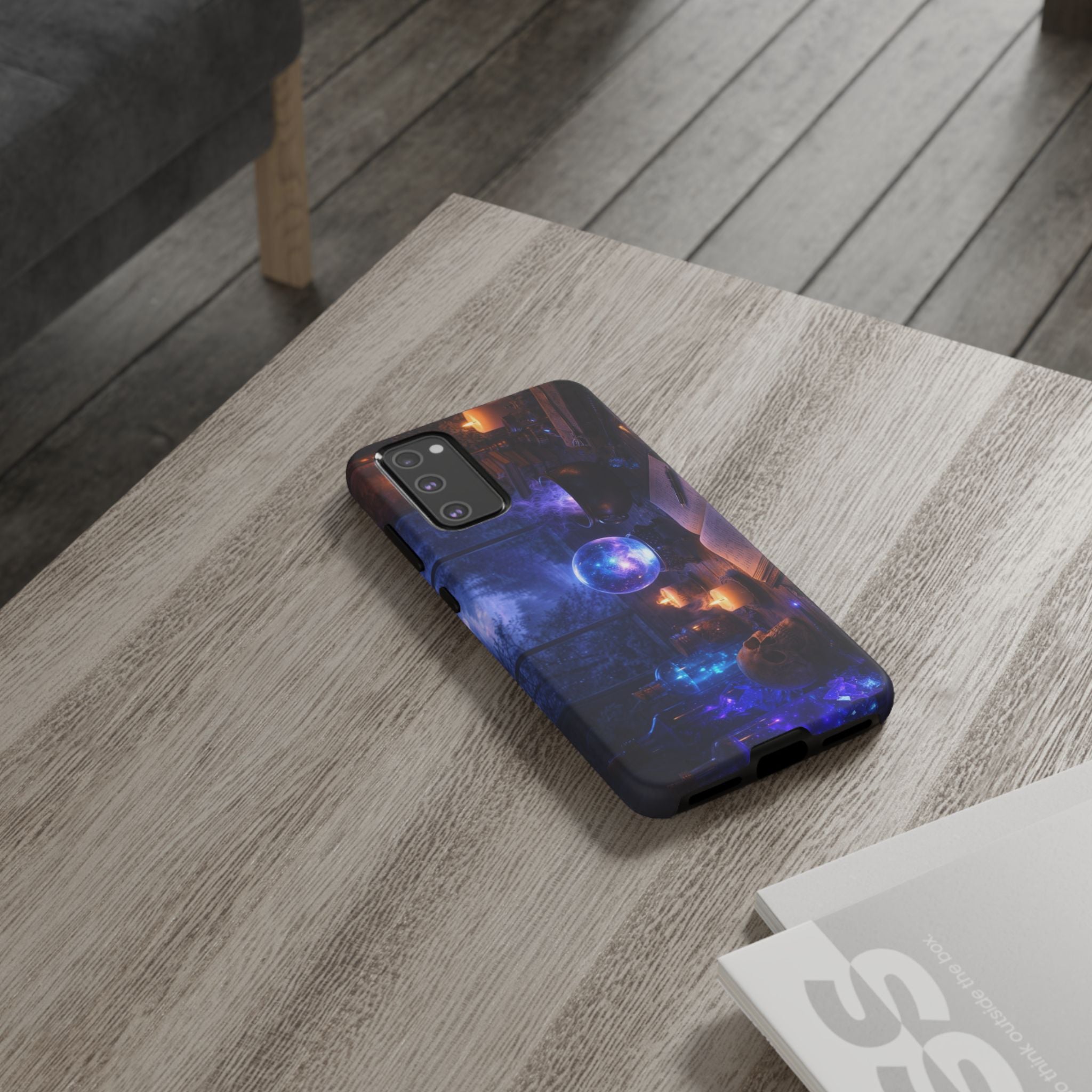 Arcane Alchemist Crystal Ball Phone Case — Midnight Candlelit Study Design