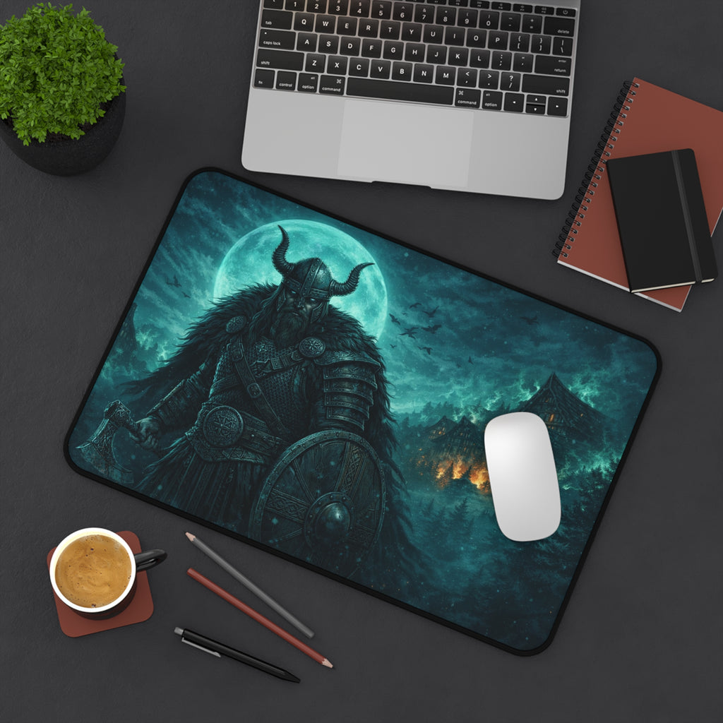 Viking Sentry Desk Mat — Dark Fantasy Moonlit Battle Station