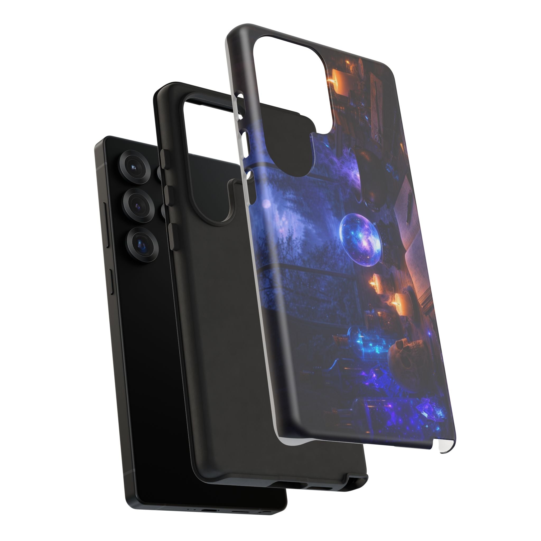 Arcane Alchemist Crystal Ball Phone Case — Midnight Candlelit Study Design