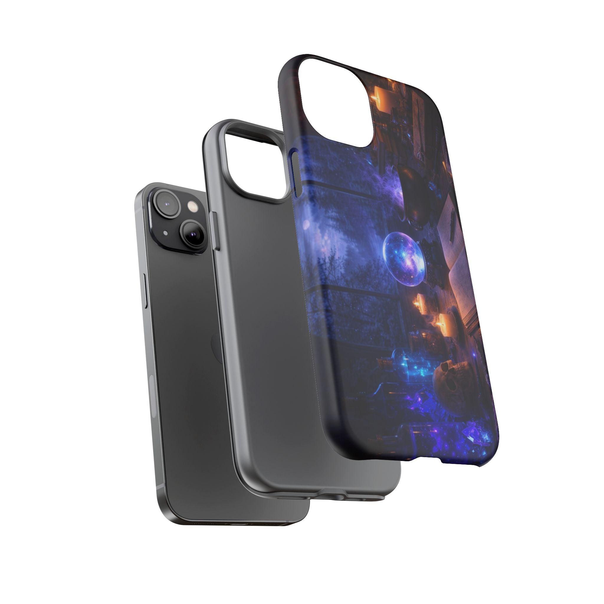 Arcane Alchemist Crystal Ball Phone Case — Midnight Candlelit Study Design
