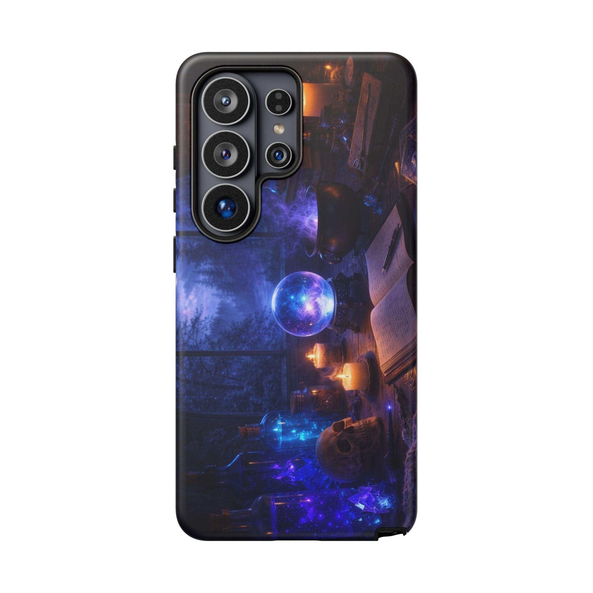 Arcane Alchemist Crystal Ball Phone Case — Midnight Candlelit Study Design